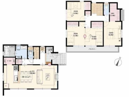 �Ԏ��} 3�ʍ̌��ŗz����ǍD��18��LDK�𒆐S�Ƃ����L�x�Ȏ��[�~��V������4LDK�ł��B
�t���L�V�u���ȗm���͏�����������A�_��ȃ��C�t�X�^�C���ɑΉ����܂��B