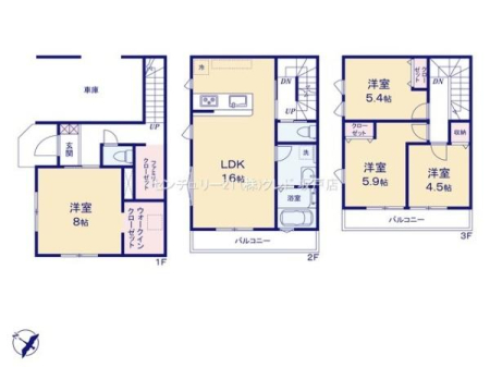 Ԏ} 3KĂ̓쐼4LDKI
̌Eʕ₷2KrOI
1KɃt@~[N[[bgWICAeɂ[tłB