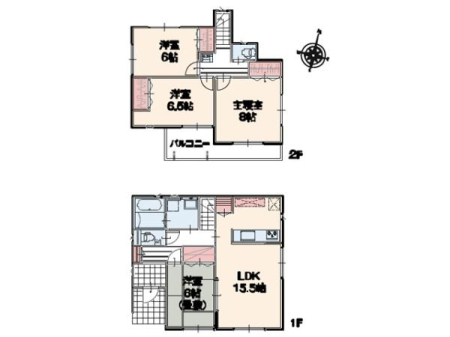 �Ԏ��} �ΖʃL�b�`���̃��r���O�͍L�X15.5���B���r���O�ɗאڂ��ď��~���̗m��������Ǝ��玙�����₷��4LDK�B
��Q���͂�Ƃ��8���B������o���R�j�[�Ŗ��邢�Z�܂��I