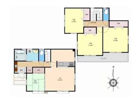 Ԏ} t@~[wɂsb^4LDK̃vB
LDK16~ΖʎLb`ŉƑƂ̉beނȋԁB