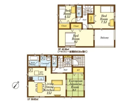 �Ԏ��} �쓌����4LDK�I�Ζʎ��L�b�`����z���������t���A�^�C�v��LDK15���B�L�b�`���E�o�X�E���ʑ��1�����ɏW�񂵂������W���݌v�B