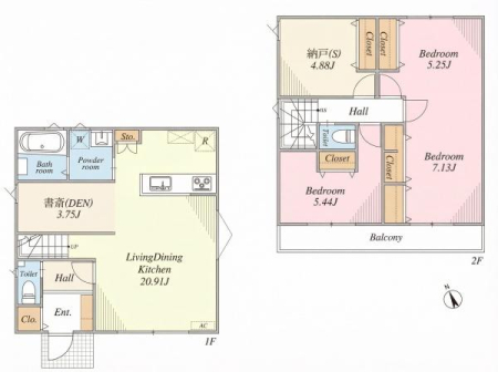 �Ԏ��} �Ƒ����W�܂�LDK��20.91���̑��ԁB
�e�����[�N���̕����A���q�l�̊w�K�X�y�[�X�ɂ��s�b�^���ȏ��֕t���B
�[�˂ɉ����A�S�������[�t���I