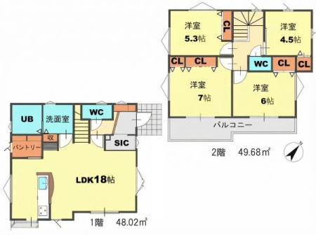 �Ԏ��} �Ƒ����W�܂�LDK�͍L�X�Ƃ���18���BSIC��p���g���[�Ȃǎ��[�[���I
2�K�ɂ͗m����4��������A�q�������⏑�ւȂǃ��C�t�X�^�C���ɍ��킹�ď_��Ɏg���܂��B