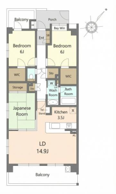 �Ԏ��} �쓌�����A4�K�p�����ŗz����ǍD��3LDK�B�ߗނ���p�i�����[�ł���WIC��2�����ɐ݂������[���[���̊Ԏ��ł��B