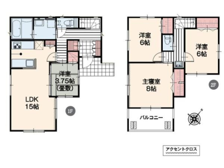 �Ԏ��} �S����2�ʍ̌������[�t����4LDK�B
LDK15���̑����Ԃ̘a�m��3.75���͋q�Ԃ�L�b�Y�X�y�[�X�Ȃǃ��C�t�X�^�C���ɍ��킹�ď_��Ɏg���܂��B