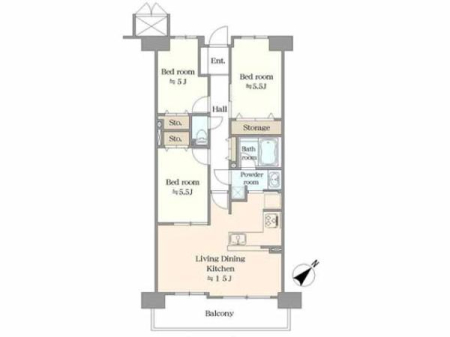 �Ԏ��} 12�K�����̍ŏ�K�ŗz����E���]�ǍD�I�������t�H�[�����{��3LDK�I
�L�b�`�����琅��肪�߂��A�Ǝ������̗ǂ������B