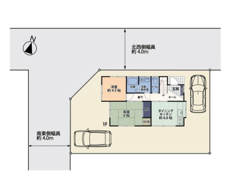 ���} �~�n��44�؁A�J�����̂���p�n�Ɉʒu���܂��B
���������{�݂�a�@�Ȃǂ��k�������ɑ������Z���B
�J�[�X�y�[�X�͌v2�䕪���m�ۂ��܂����B