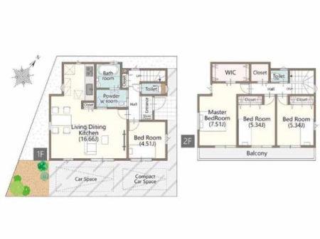 �Ԏ��} 3�ʍ̌��œ�������E�ʕ��ǍD��LDK16.66���I
�}���`�Ɋ��p�ł���1�K�m���t���B
��Q��7.51���ɂ͑�e��WIC�I