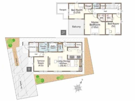 �Ԏ��} �S�����������4LDK�I
LDK16.4���ɗאڂ����m���t���B
2WIC�E�p���g���[�ESC�Ȃǎ��[�[���I