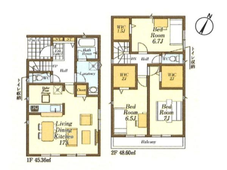 �Ԏ��} 2�K�̋����́A�S��6���ȏ�~WIC�t���I���[���[������3LDK�ł��B