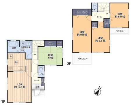 �Ԏ��} �S�����������6������4LDK�I
���邭�A���K�ȏZ�܂��B
�g������̗ǂ��Ɨ������a���t���B
�Ζʎ��L�b�`����z����LDK15.5���B