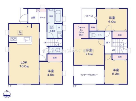 �Ԏ��} �q��ĉƑ��ɂ��s�b�^����4LDK�̊Ԏ��B��Q��7���ɂ́A���m���I�т��y������e�ʂ�WIC�t���B�J�̓������S�ȃC���i�[�o���R�j�[�t���ł��B