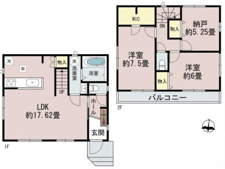 �Ԏ��} 17.62���̊J���I��LDK�I
������e�����[�N���[���ȂǑ��ړI�Ɏg�p�\�Ȕ[��5.25���B
�e�����̕�����Ǝ��[�X�y�[�X���[�����A��������Ƃ�����炵�������B