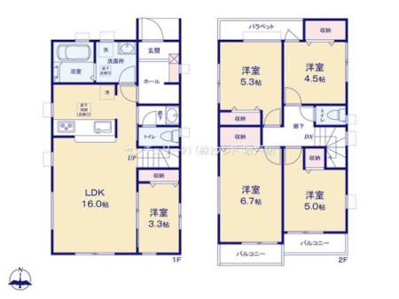 �Ԏ��} 16����LDK�ɂ́A�l�C�̑Ζʎ��L�b�`���E���r���O�K�i���̗p���A�u�������܁v�u��������v�������n��A�Ƒ��̏Ί炪���ӂ���ԂƂȂ��Ă��܂��B