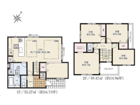 �Ԏ��} 21.9����LDK�ɂ́A�l�C�̑Ζʎ��L�b�`���E���r���O�K�i���̗p���A�u�������܁v�u��������v�������n��A�Ƒ��̏Ί炪���ӂ���ԂƂȂ��Ă��܂��B