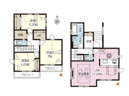 �Ԏ��} ������ŗz����ǍD��3LDK�B
LDK17.25���͐܏�V��E3�ʍ̌��ŊJ���I�A�Ƒ��c���ɂ��s�b�^���ȋ�Ԃł��B