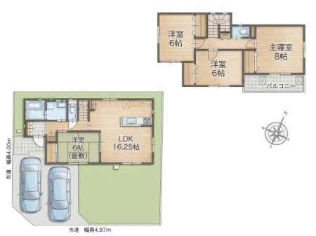 �Ԏ��} �S��6�����E���[�t����4LDK�I
������ŗz����ǍD��LDK16.25���B
2�K�ɂ͎�Q��8�����܂�3�������m�ہB�Ƒ��ЂƂ�ЂƂ�̋�Ԃ���������݂����܂��B