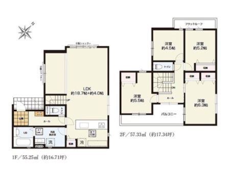 �Ԏ��} �L�X�Ƃ���22.7���̃��r���O��z����4LDK�BLDK�ɂ͐l�C�̑Ζʎ��L�b�`���E���r���O�K�i���̗p���A�u�������܁v�u��������v�������n��A�Ƒ��̏Ί炪���ӂ���ԂƂȂ��Ă��܂��B