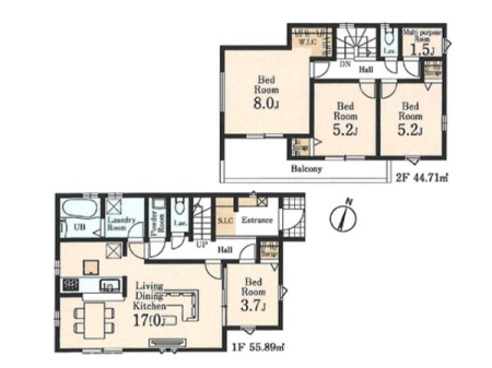 �Ԏ��} �S����������A�z�����ӂ�閾�邢4SLDK�B��e�ʂ�WIC�ESIC�����ŁA���Ƒ��̉ו����X�b�L���Еt���܂��B