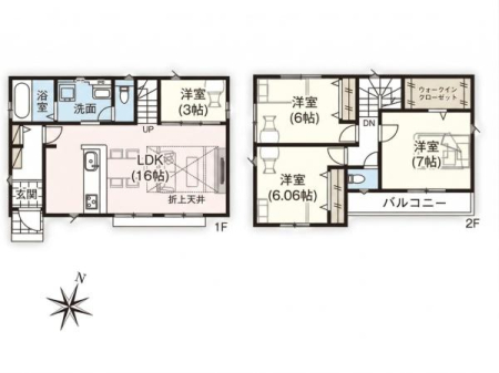 �Ԏ��} �쓌�����Ŗ��邢4LDK�BLDK16���ɗאڂ����m���͑��ړI�Ɏg���܂��B
��Q��7���ɂ͑�e��WIC�t�I
