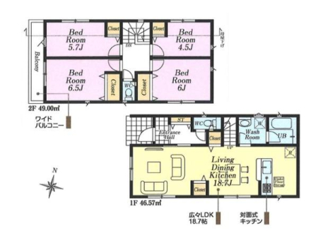 �Ԏ��} ���r���O��18.7���Ƃ�Ƃ肠��L���B�Ζʎ��L�b�`���E���r���O�K�i���̗p���A�Ƒ����J���[�܂閾�邢�Z�܂��ł��B