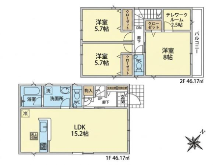 �Ԏ��} 15.2���̂������Ƃ���LDK�́A���Ƒ������R�ƏW�܂�e���̋�ԁB�l�C�̑Ζʎ��L�b�`�����̗p���Ă���A�������������r���O�ɂ��邲�Ƒ��Ƃ̉�b���e�݂܂��B