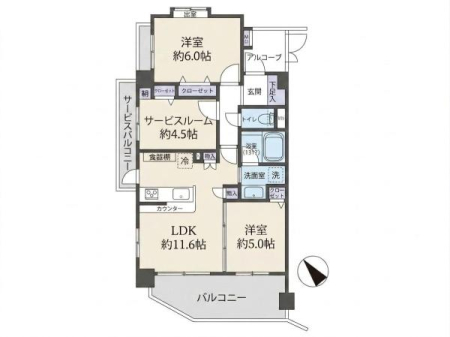 �Ԏ��} 1�K�����E�p�Z�ˁI�S�����[�t����2SLDK�I�����Ƃ��Ă��g����T�[�r�X���[�������킹��3�������m�ہB
�z����ǍD�ȓ쐼�����e���X�t���B