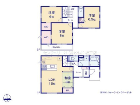  子育て世代にも使いやすい4LDKのプラン。全居室収納付き！2階洋室にはWICが2つ付いており、お部屋も広くすっきりお使いいただけます。