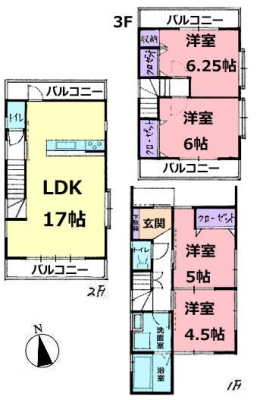 間取り図 ファミリー層・プレファミリー層向けのゆとりある4LDK。
使い勝手の良いバルコニー4ヶ所。暖かな2階リビング。部屋の中がいつも明るいというのは、とにかく気持ちがよいものです！