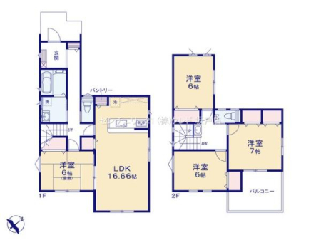  全居室6帖以上。ゆとりある4LDKの新築一戸建て。
16.66帖のリビングには対面式キッチンを配し、家族のコミュニケーションも弾む空間に！